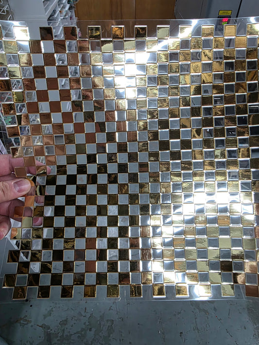 UVDTF Metallic Champagne Small Checkered 11"x11"