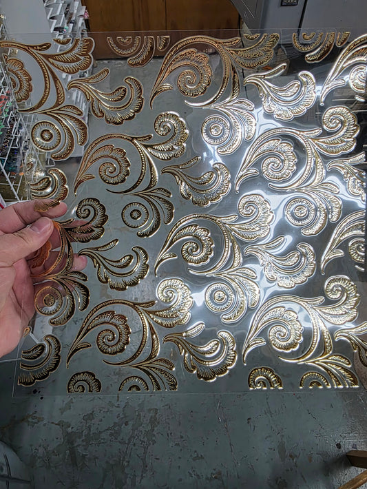 UVDTF Metallic Champagne Textured Filagree 11"x11"