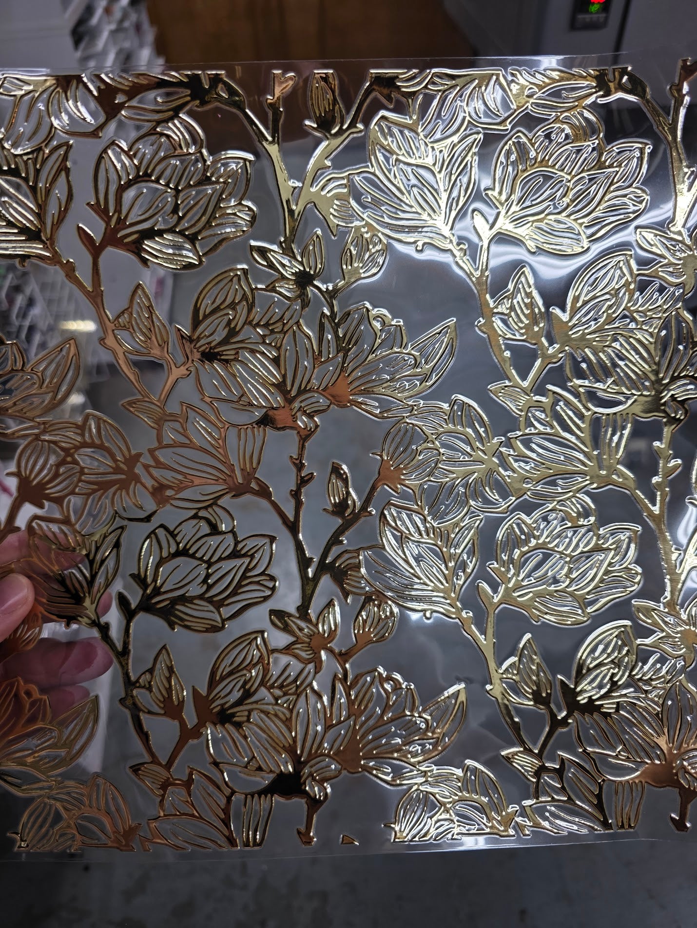 UVDTF Metallic Champagne Magnolias 11"x11"