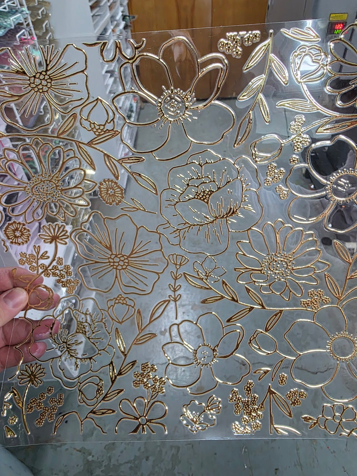 UVDTF Metallic Champagne Garden Floral 11"x11"