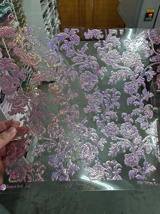 UVDTF Prism Rose Holographic Baroque Floral 11"x11"