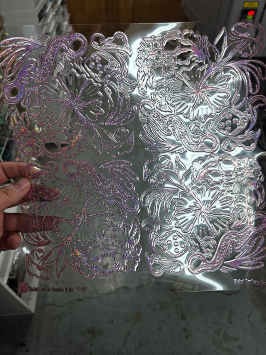 UVDTF Prism Rose Holographic Cowgirl Tooled Leather 11"x11"