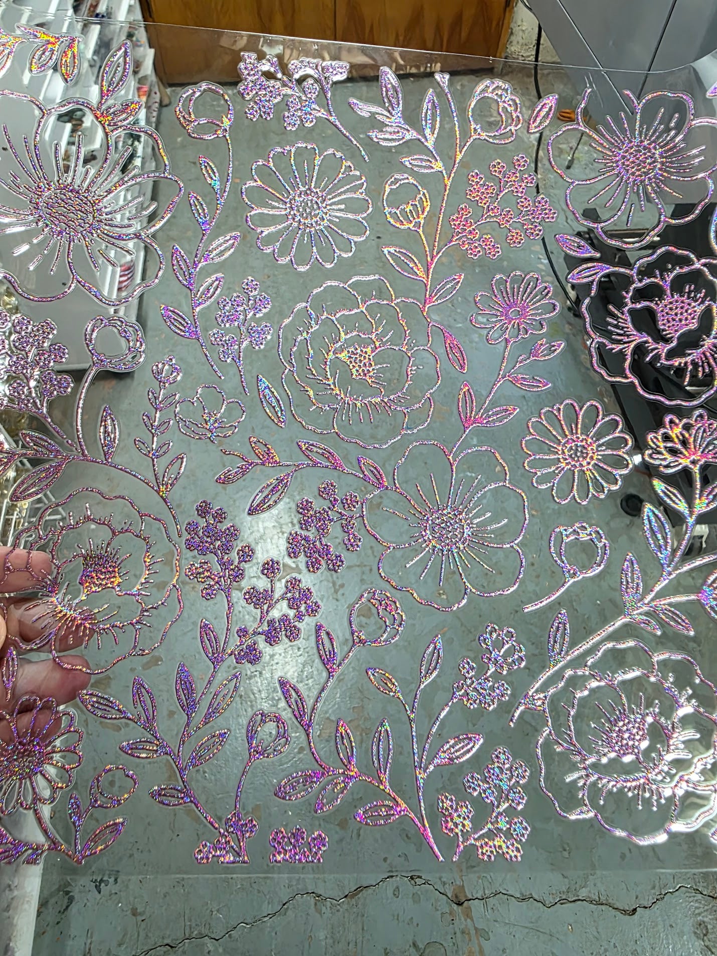 UVDTF Prism Rose Holographic Peonies 11"x11"