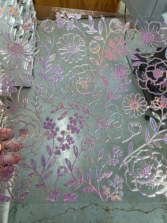 UVDTF Prism Rose Holographic Peonies 11"x11"