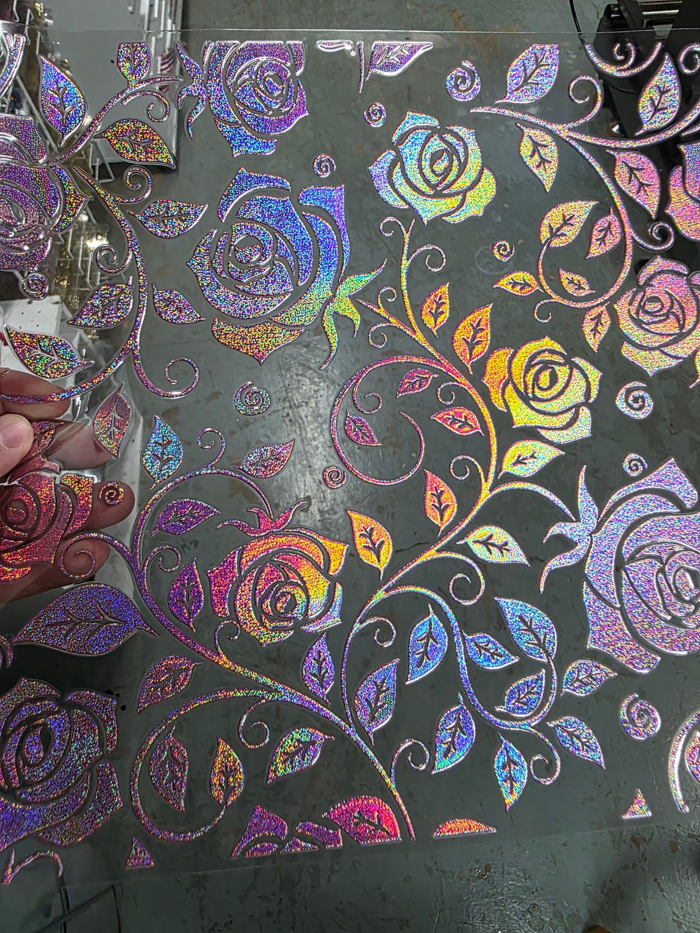 UVDTF Prism Rose Holographic Rose Swirls 11"x11"
