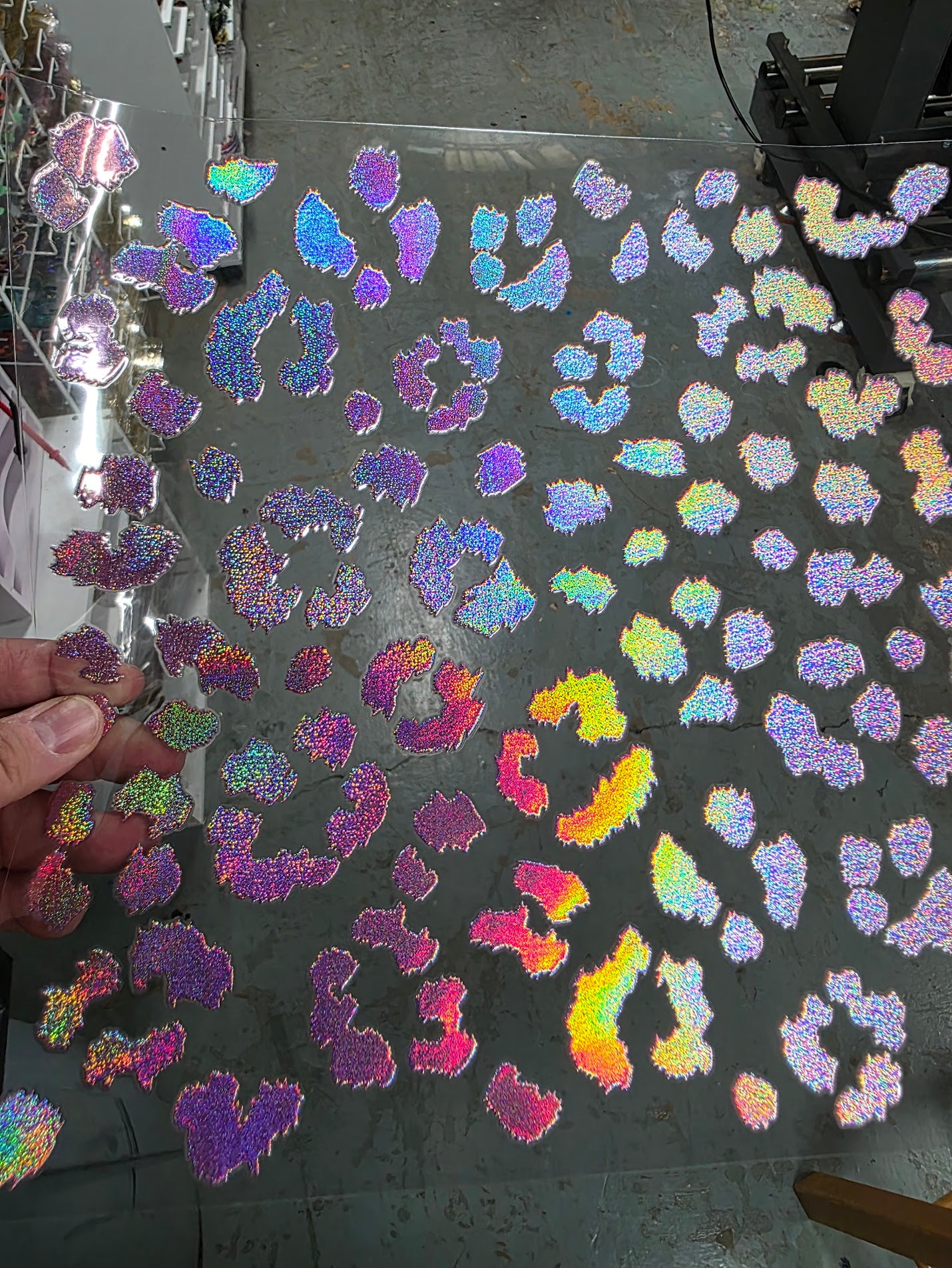 UVDTF Prism Rose Holographic Fuzzy Leopard 11"x11"