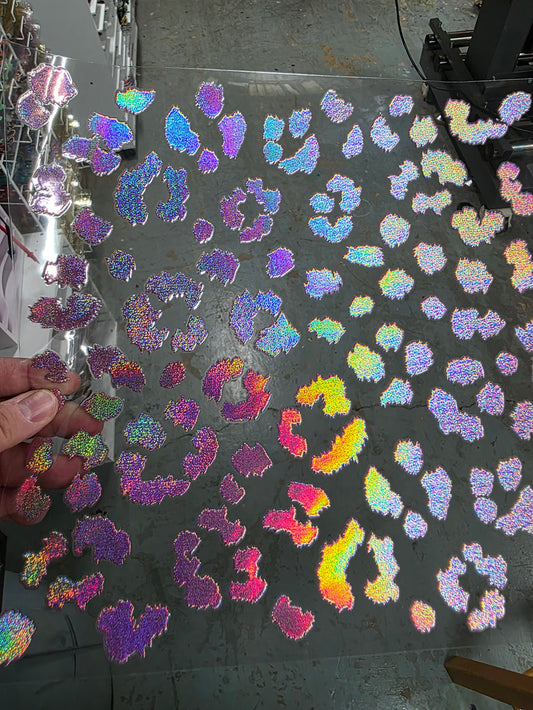 UVDTF Prism Rose Holographic Fuzzy Leopard 11"x11"