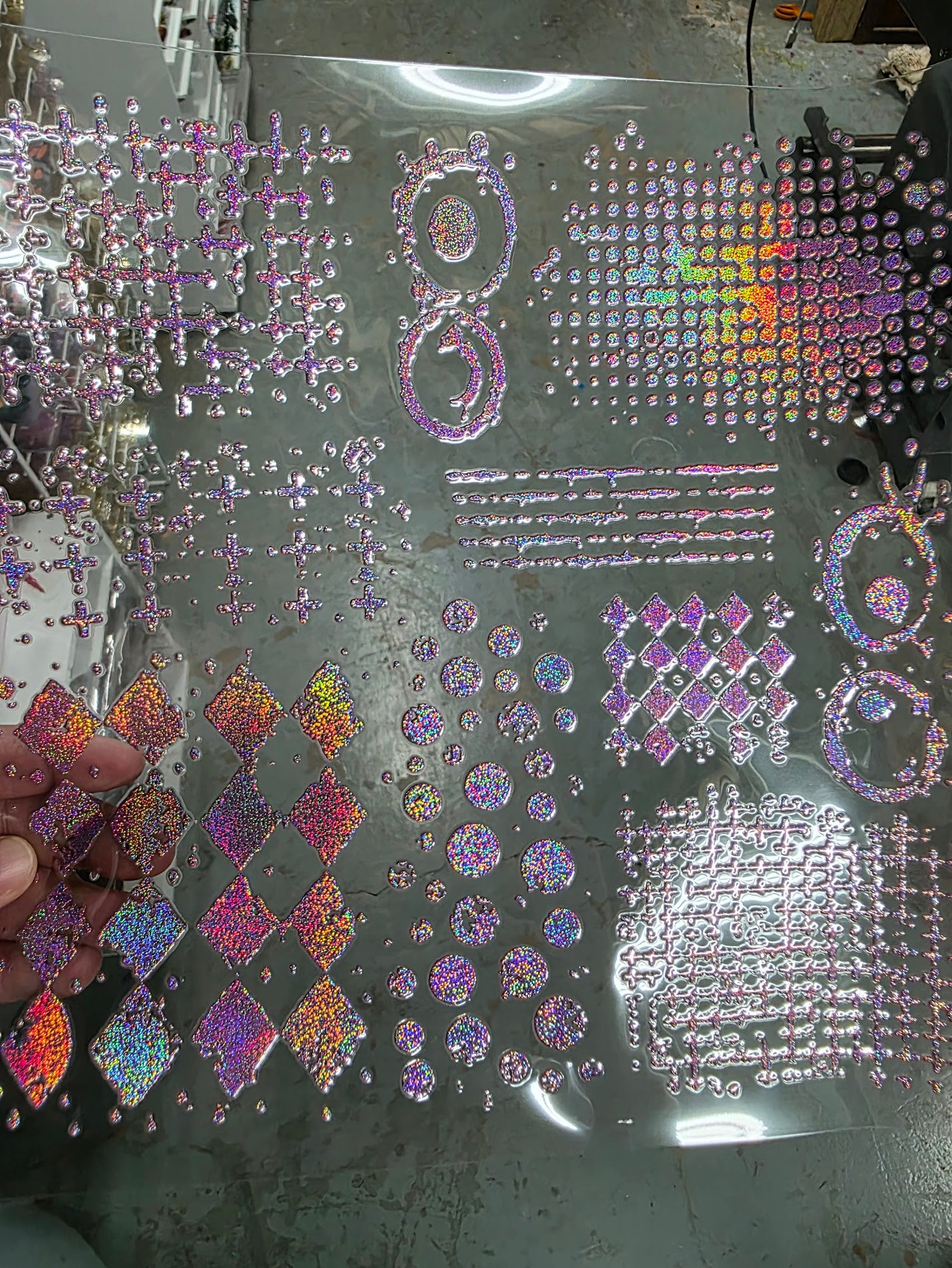 UVDTF Prism Rose Holographic Grunge Textures Diamonds 11"x11"