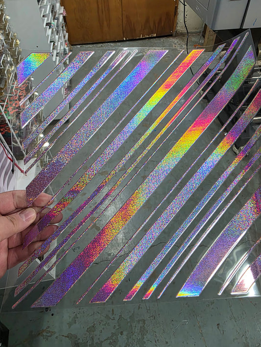 UVDTF Prism Rose Holographic Candy Cane Stripes 11"x11"