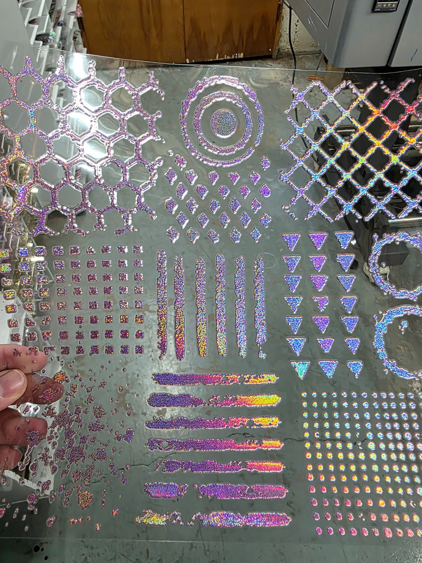 UVDTF Prism Rose Holographic Grunge Textures Circles 11"x11"