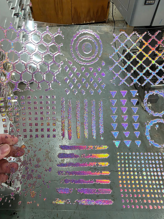 UVDTF Prism Rose Holographic Grunge Textures Circles 11"x11"