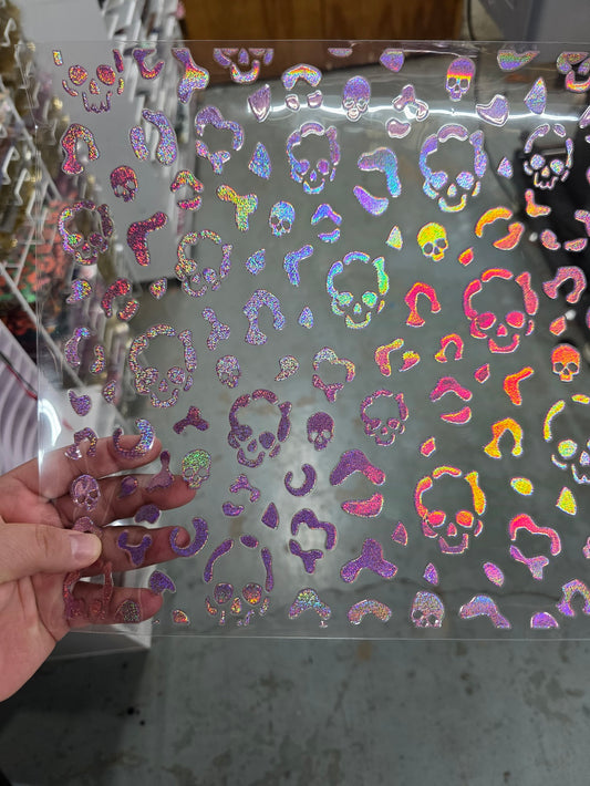 UVDTF Prism Rose Holographic Leopard Skulls 11"x11"