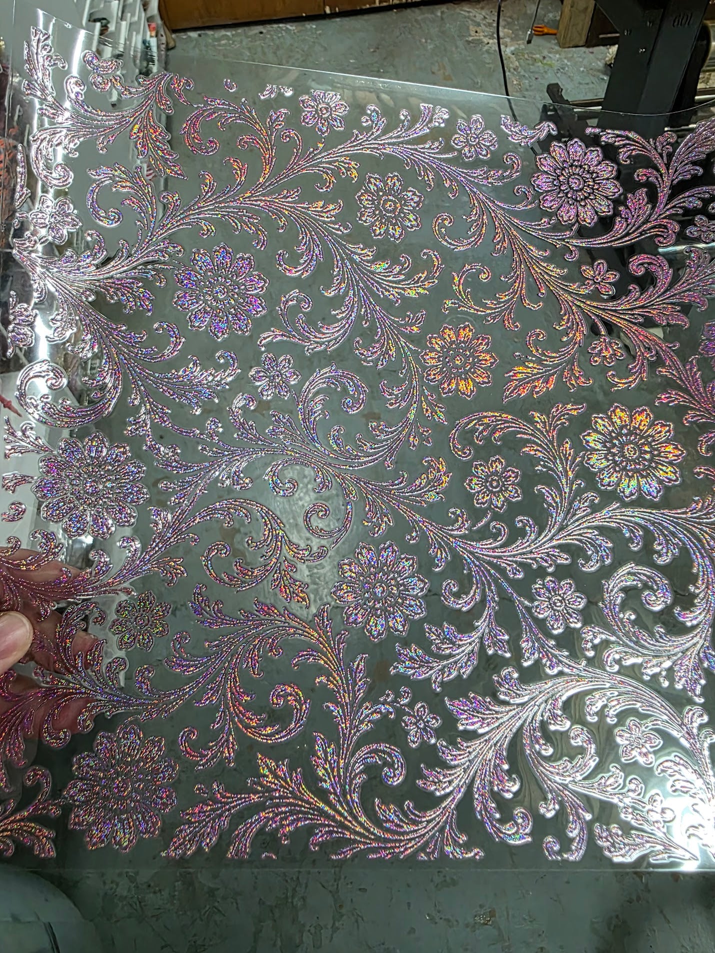 UVDTF Prism Rose Holographic Floral Filagree 11"x11"