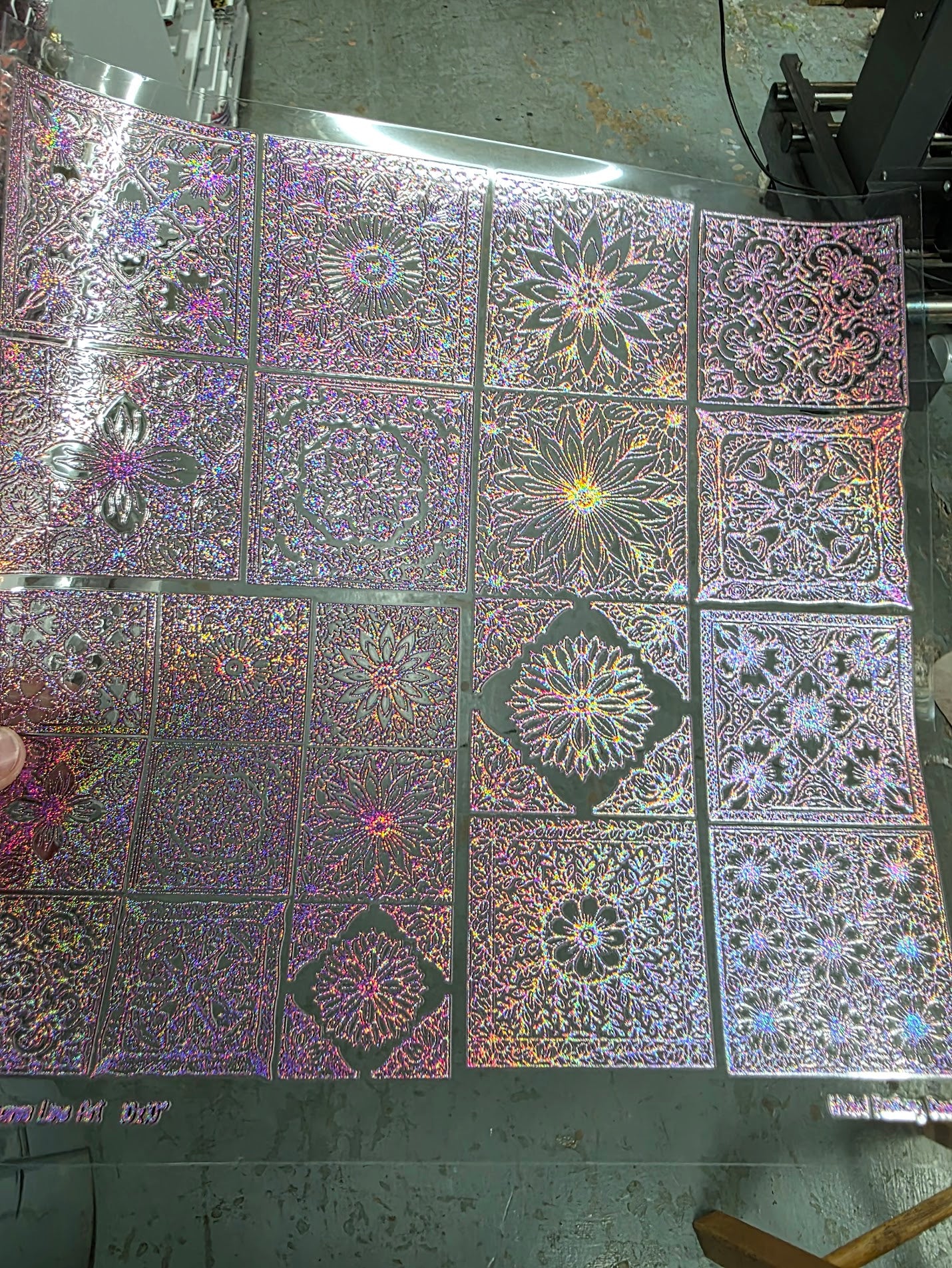 UVDTF Prism Rose Holographic Quilt Squares Line Art 11"x11"