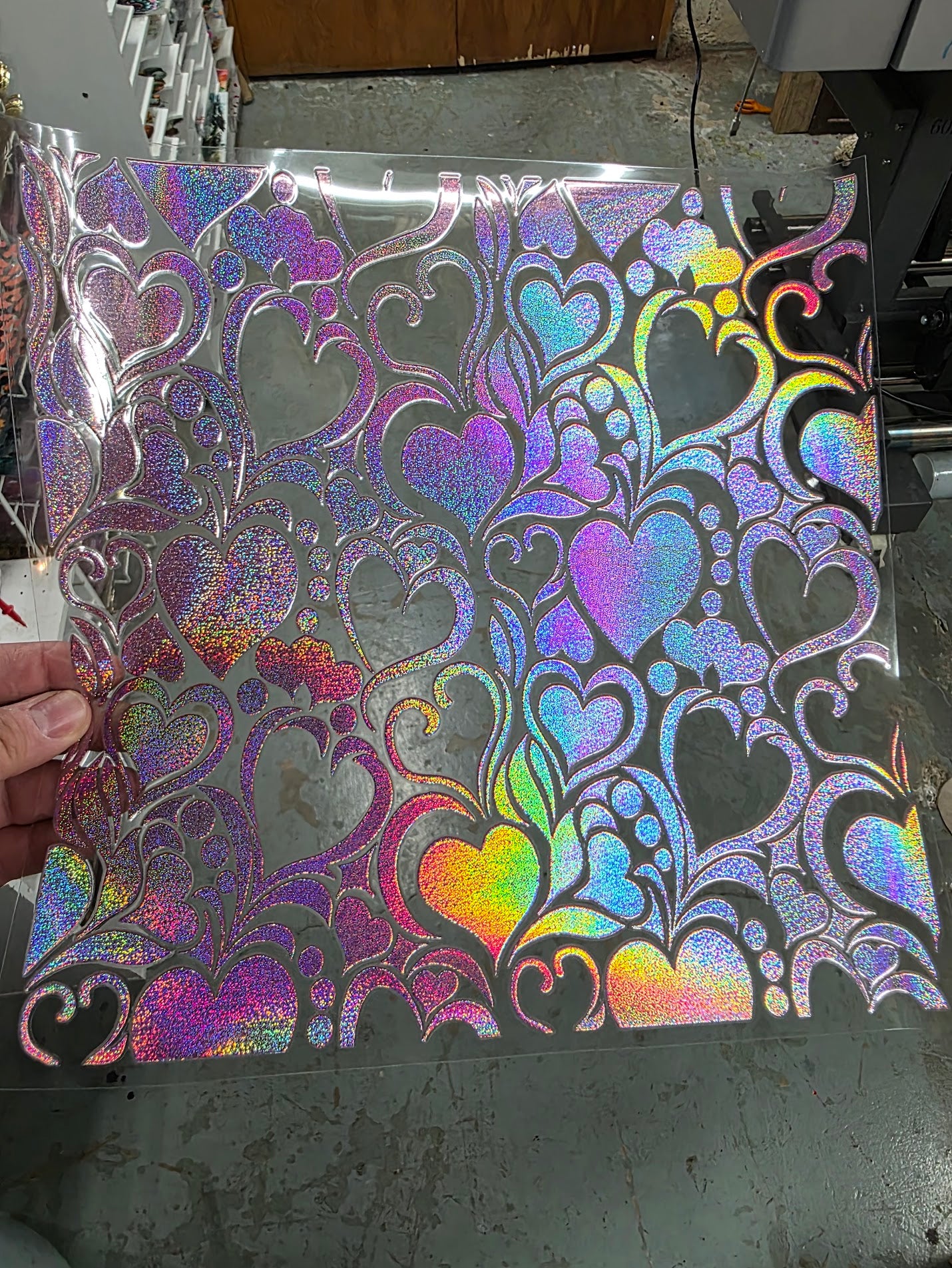 UVDTF Prism Rose Holographic Heart Swirls 11"x11"