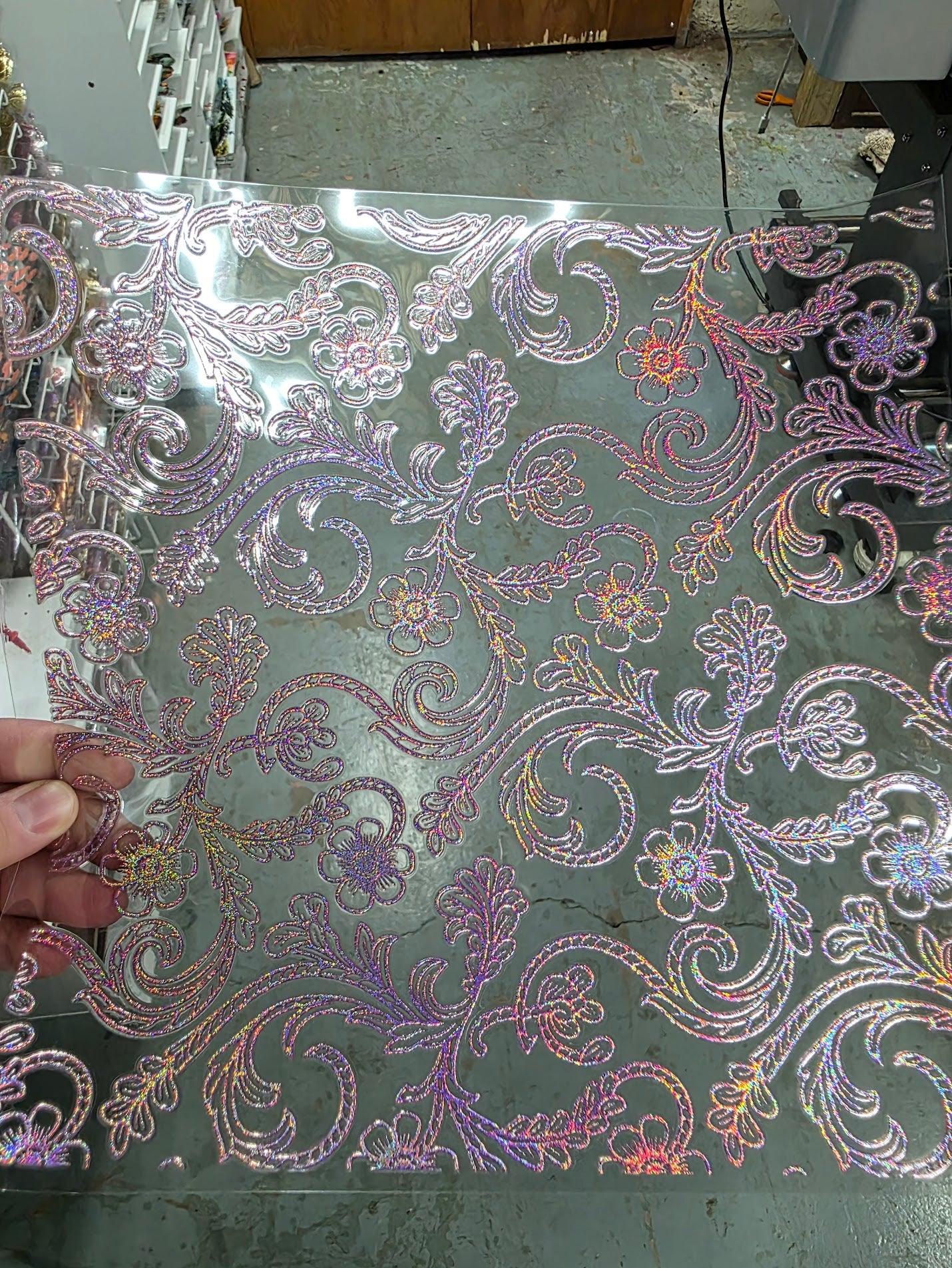 UVDTF Prism Rose Holographic Rope Floral Filagree 11"x11"