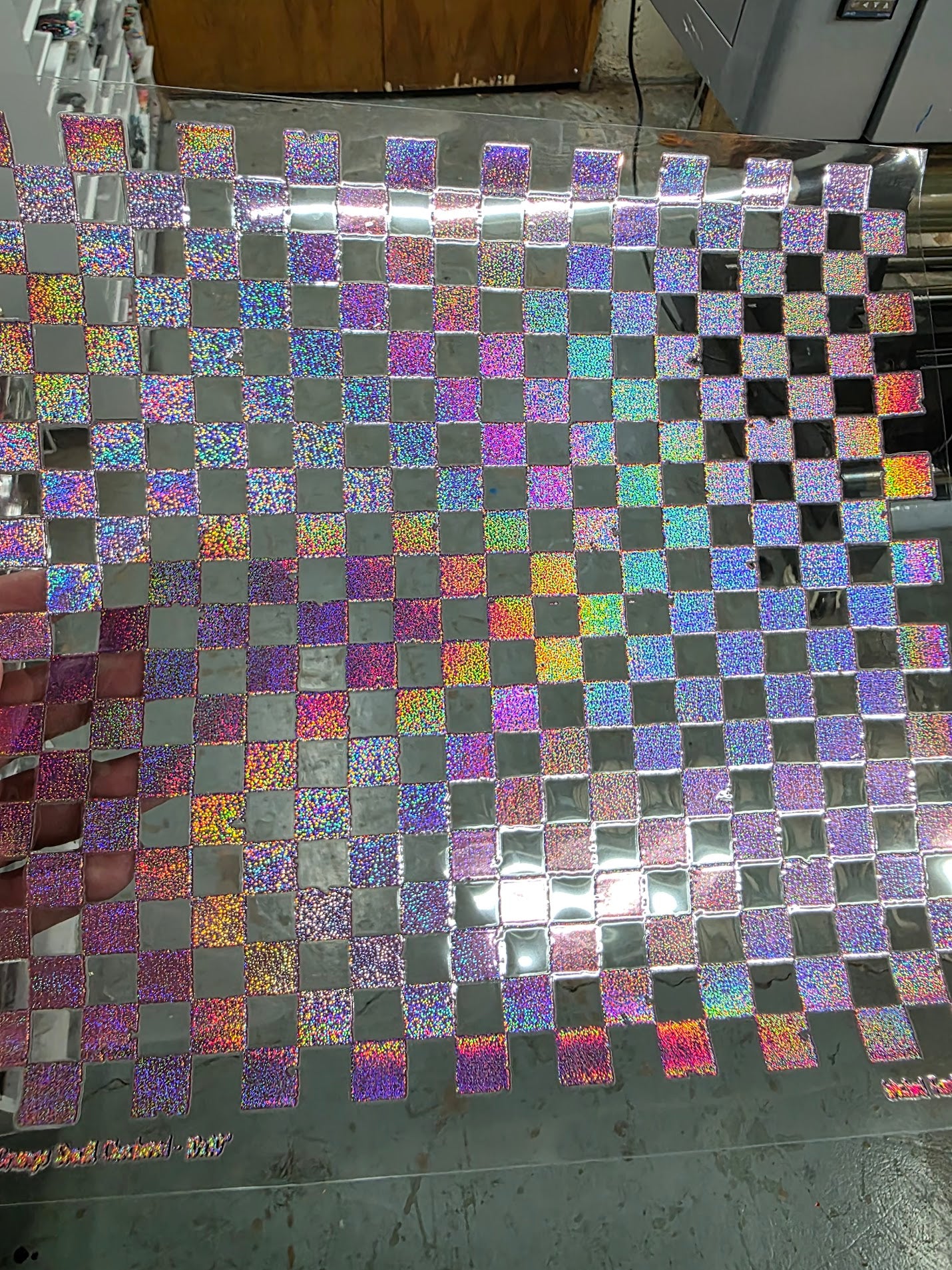 UVDTF Prism Rose Holographic Grunge Small Checkered 11"x11"