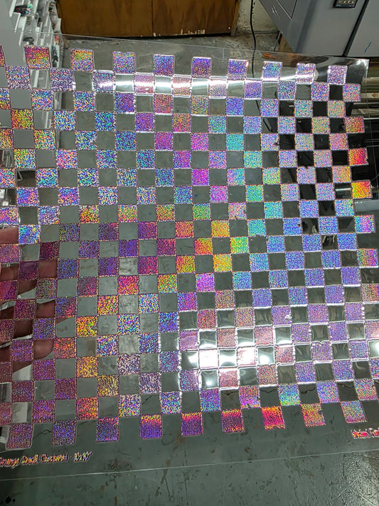 UVDTF Prism Rose Holographic Grunge Small Checkered 11"x11"