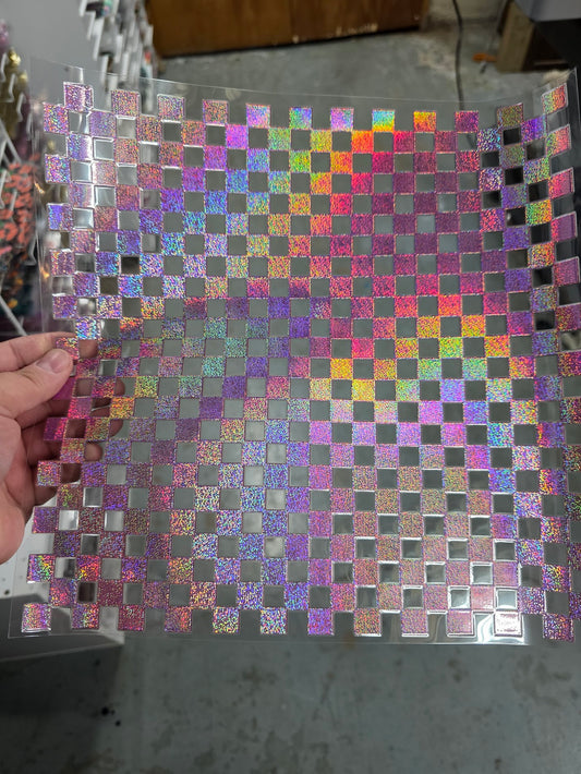 UVDTF Prism Rose Holographic Small Checkered 11"x11"