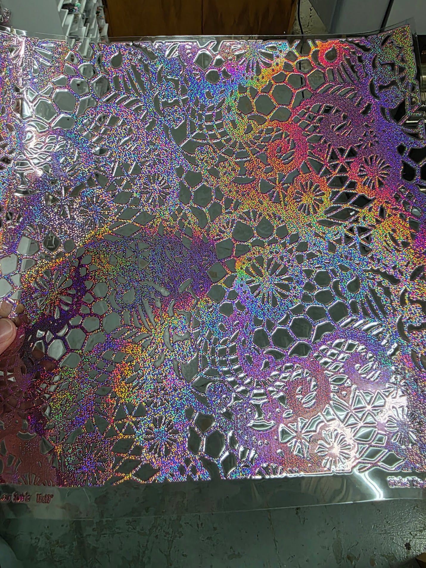 UVDTF Prism Rose Holographic Lace Swirls 11"x11"