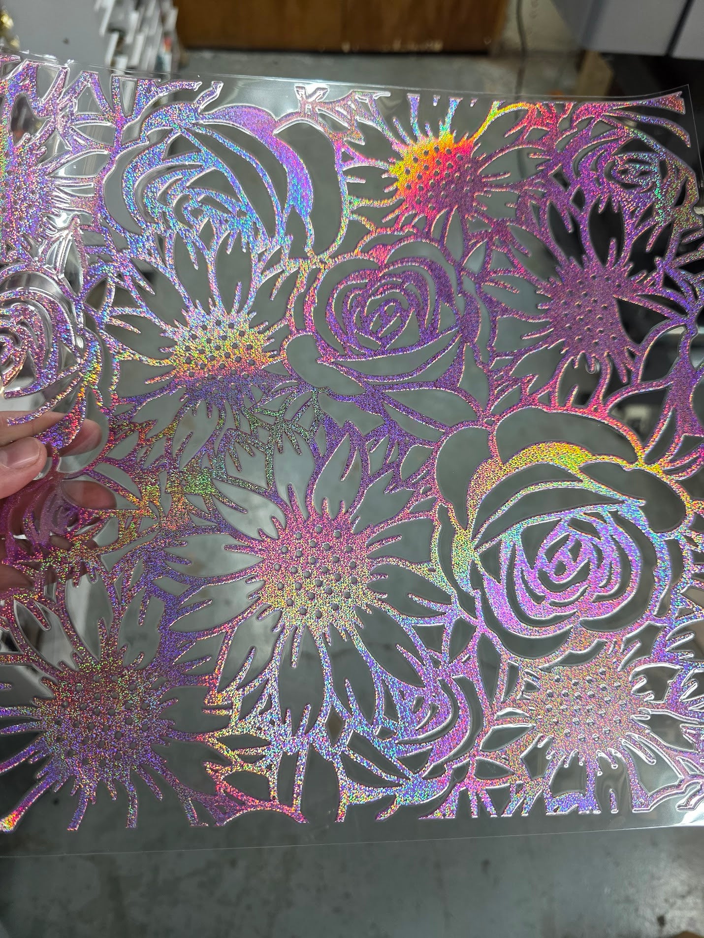 UVDTF Prism Rose Holographic Sunflowers and Roses 11"x11"