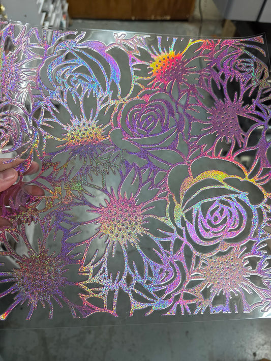 UVDTF Prism Rose Holographic Sunflowers and Roses 11"x11"