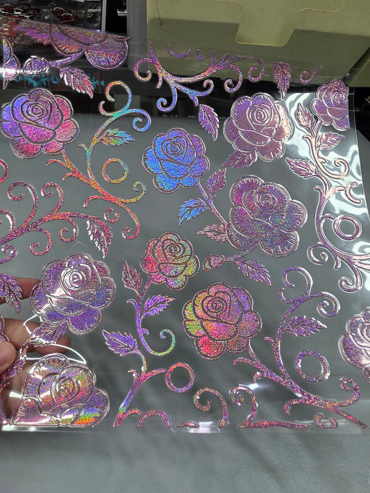 UVDTF Prism Rose Holographic Tattoo Rose Vines 11"x11"