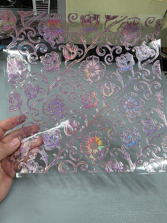 UVDTF Prism Rose Holographic Floral Vines 11"x11"