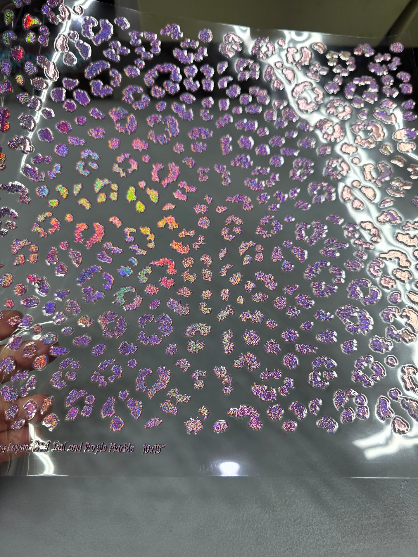 UVDTF Prism Rose Holographic Small Fuzzy Leopard Print 11"x11"