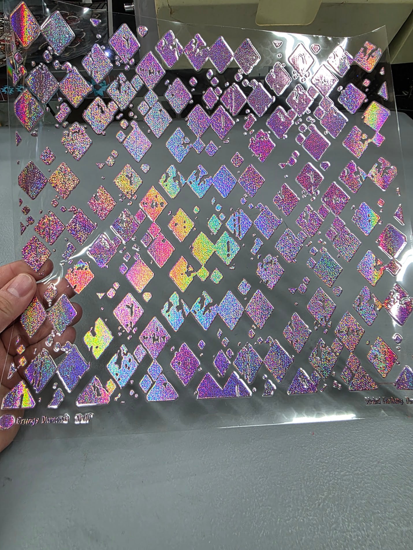 UVDTF Prism Rose Holographic Grunge Diamonds 11"x11"