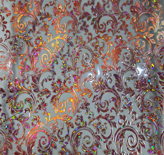 UVDTF Shattered Holographic Copper Tooled Leather 11"x11"