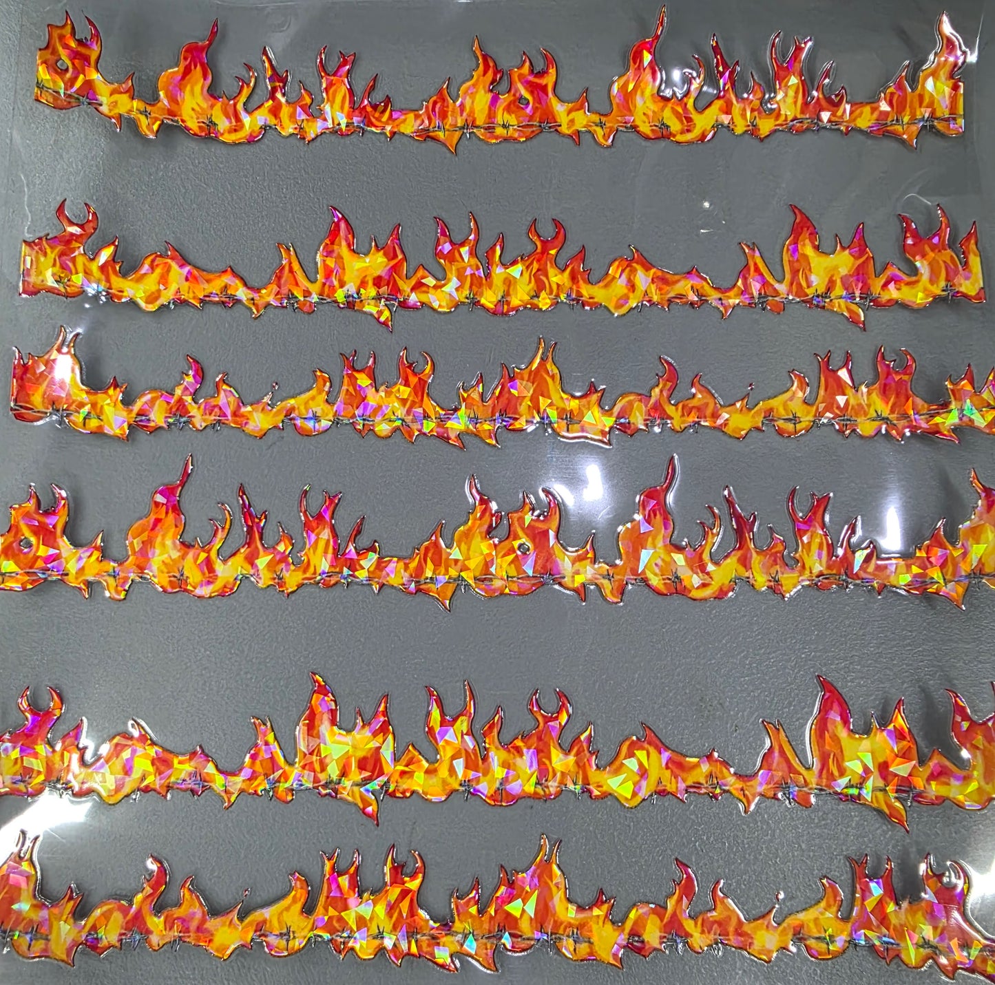 UVDTF Shattered Holographic Barbed Wire Flames 11"x11"