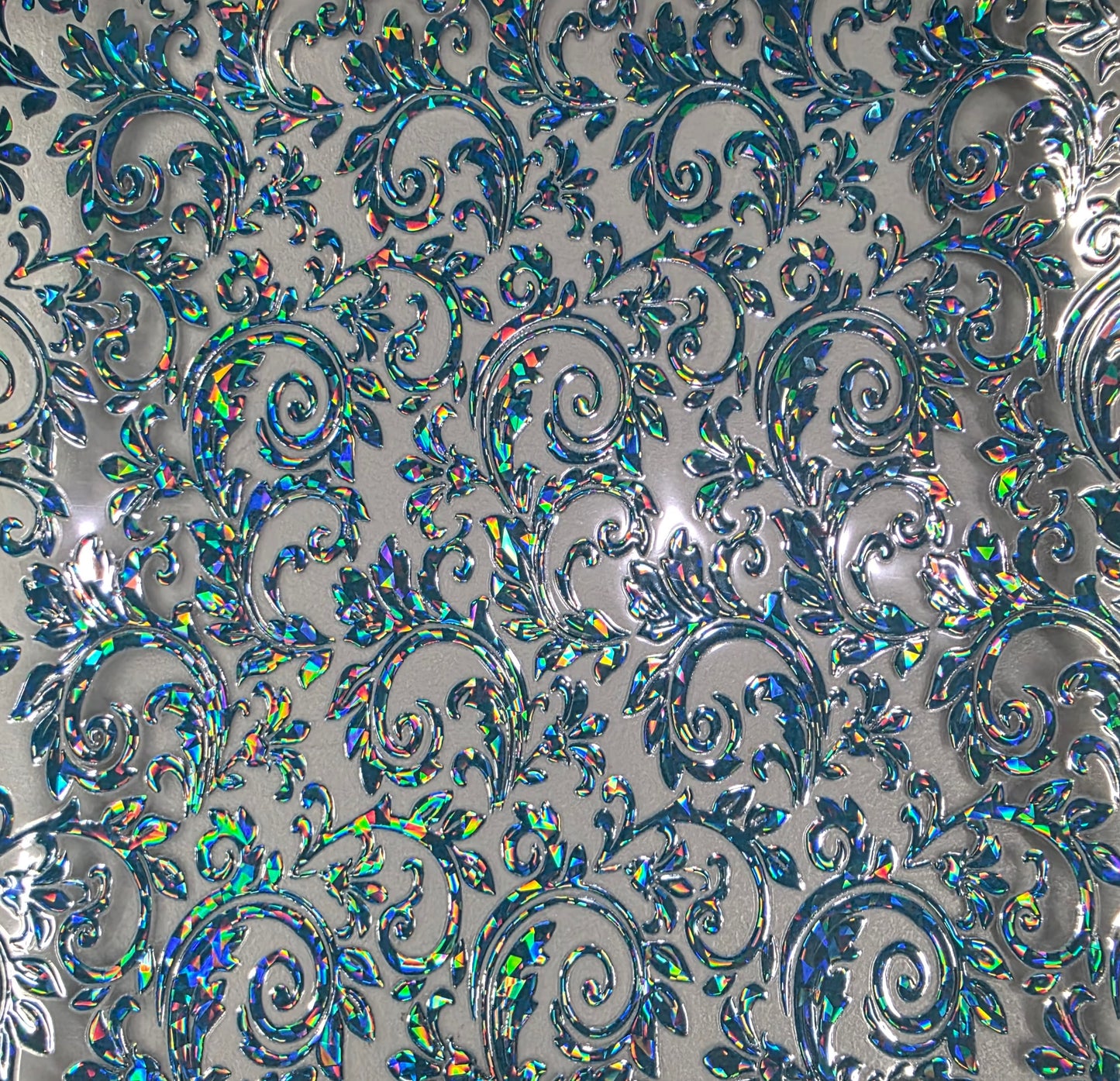 UVDTF Shattered Holographic Juniper Teal Tooled Leather 11"x11"