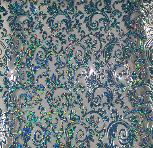 UVDTF Shattered Holographic Juniper Teal Tooled Leather 11"x11"