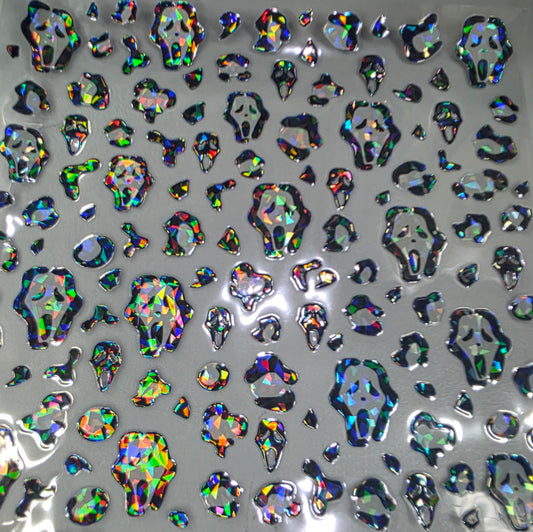UVDTF Shattered Holographic I See Faces Leopard Print 11"x11"