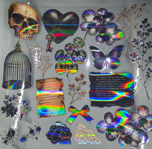UVDTF Laser Holographic Gothic Orchids 11"x11"