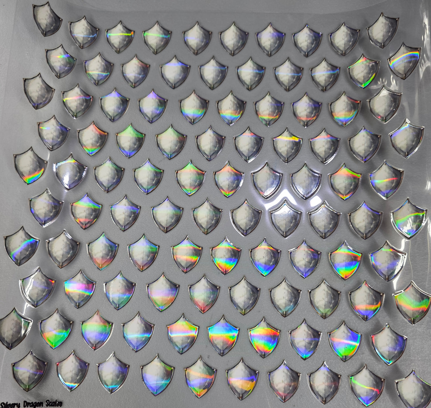 UVDTF Laser Holographic Silvery Dragon Scales 11"x11"