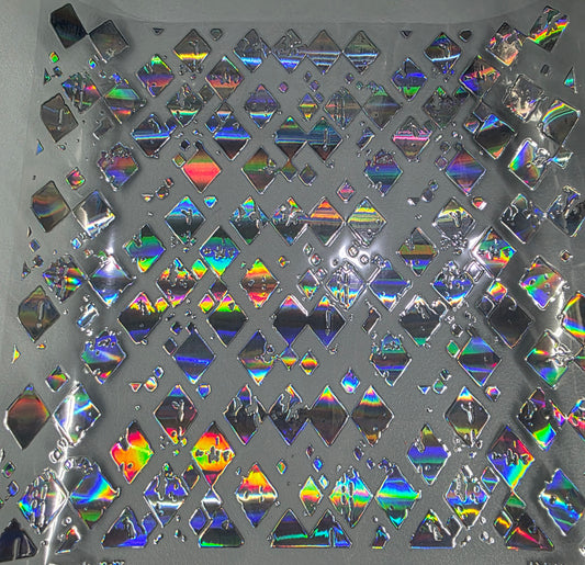 UVDTF Laser Silver Holographic Grunge Diamonds 11"x11"
