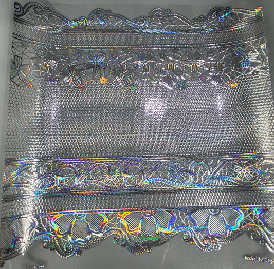 UVDTF Laser Silver Holographic Lace 11"x11"