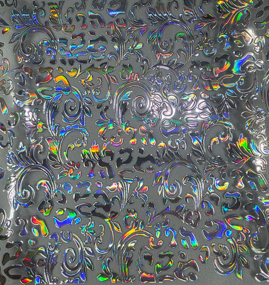 UVDTF Laser Silver Holographic Leather and Leopard Print 11"x11"