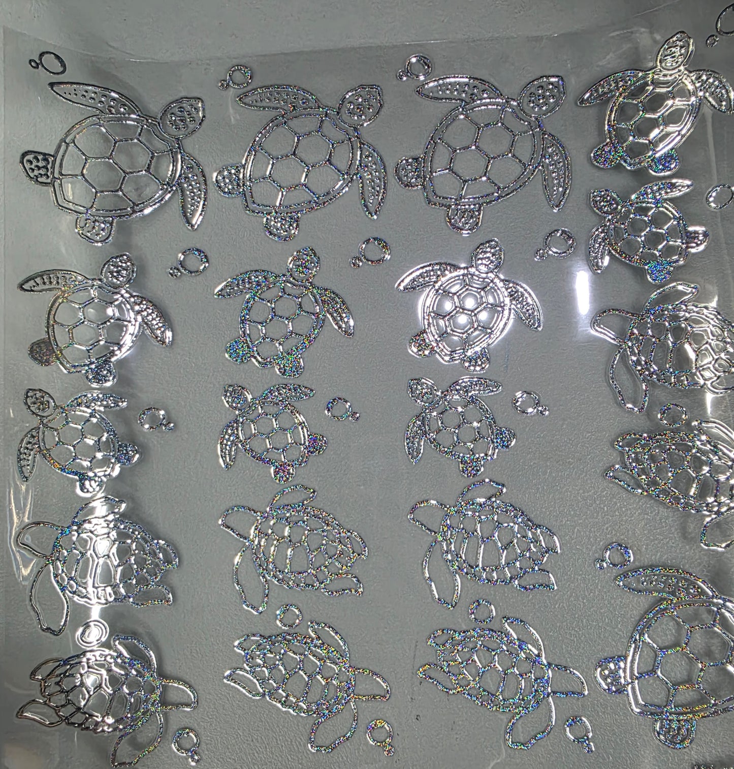UVDTF Prism Silver Holographic Sea Turtle Outlines 11"x11"