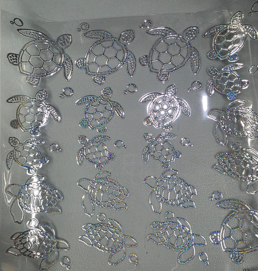 UVDTF Prism Silver Holographic Sea Turtle Outlines 11"x11"