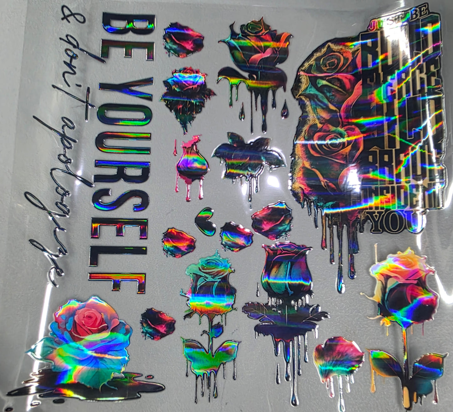 UVDTF Laser Holographic Just Be Bold 11"x11"