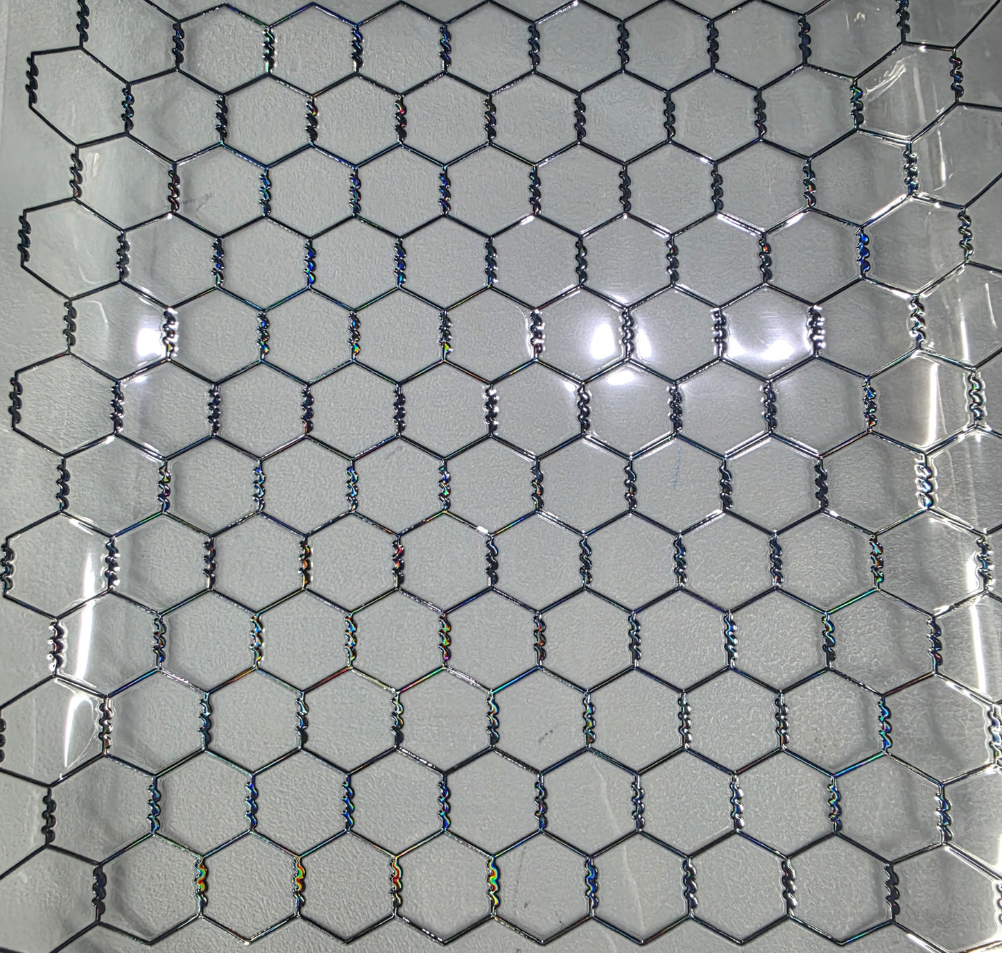 UVDTF Laser Silver Holographic Chicken Wire 11"x11"