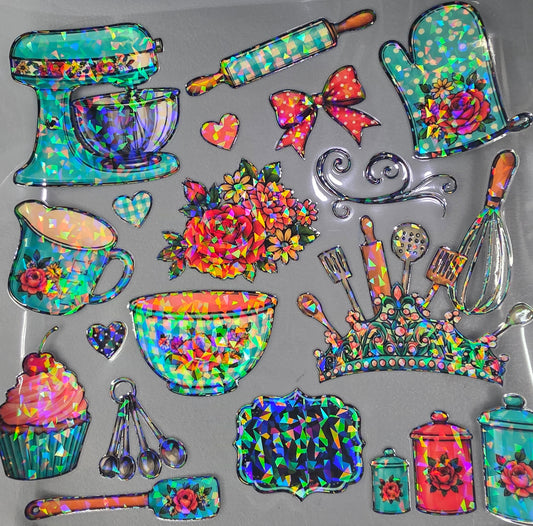 UVDTF Shattered Holographic Vintage Country Kitchen 11"x11"