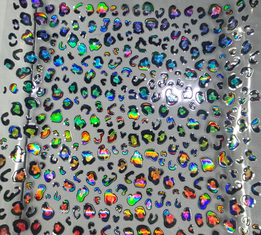 UVDTF Laser Holographic Rainbow Gradient Leopard Print 11"x11"