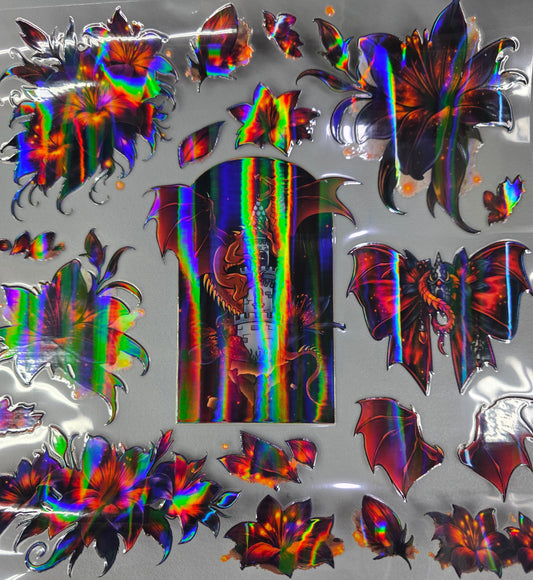 UVDTF Laser Holographic Ember Bloom Dragon 11"x11"