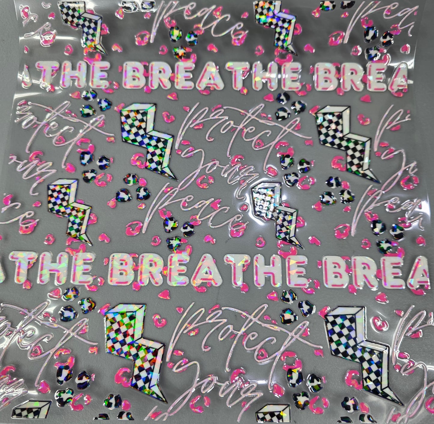 UVDTF Shattered Holographic Just Breathe Leopard Print 11"x11"