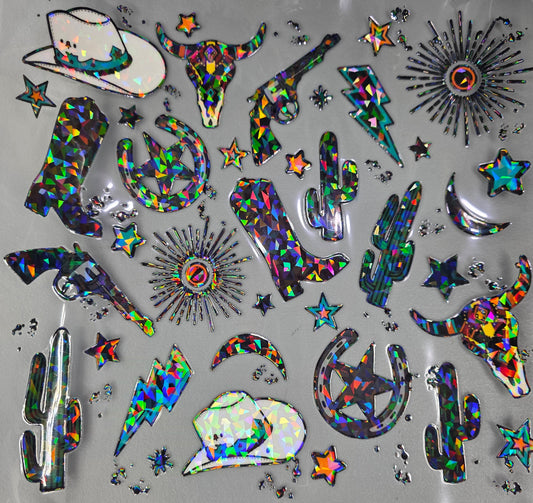 UVDTF Shattered Holographic Southwestern Cowboy 11"x11"