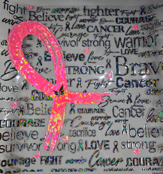 UVDTF Shattered Holographic Breast Cancer Warrior 11"x11"
